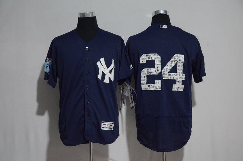 Custom Fan-Made Spring Training New York Yankees #24 Navy 2017 Baseball Jersey