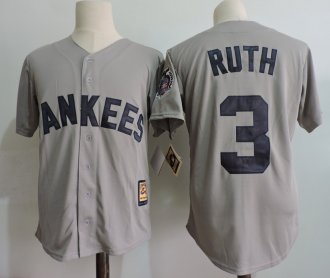 Custom Fan-Made Mickey Mantle Gray Throwback New York Yankees Baseball Jersey New York Yankees Grey Throwback Baseball Jersey