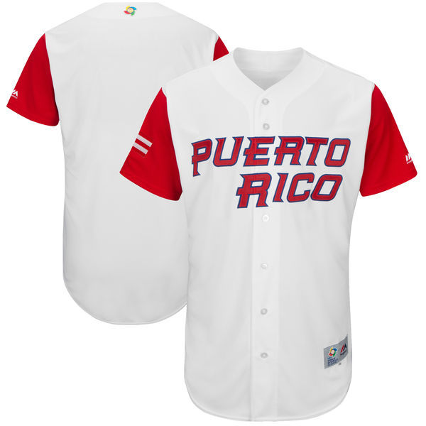 Custom Fan-Made Men Puerto Rico White 2017 Baseball Jersey Style White 2017 Baseball Jersey