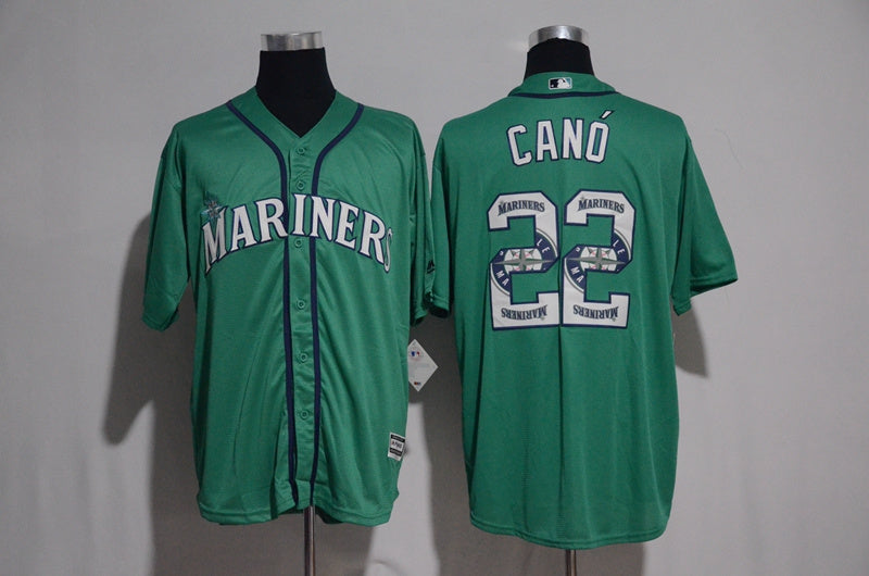 Custom Fan-Made Cano Seattle Mariners #22 Green Baseball Jersey