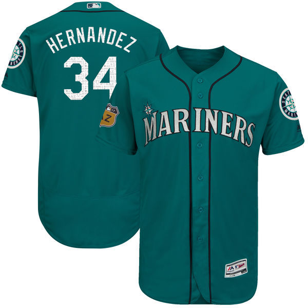 Custom Fan-Made Felix Hernandez Spring Training Aqua 2017 Seattle Mariners Baseball Jersey Seattle Mariners 2017 Baseball Jersey