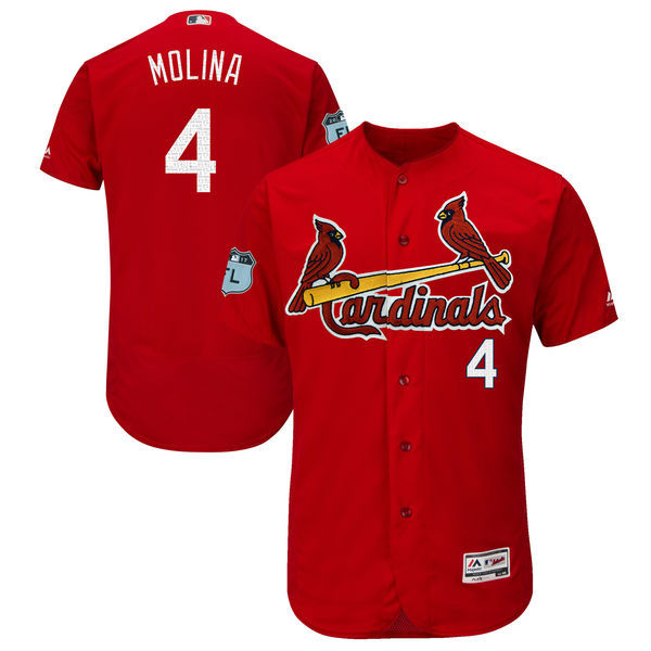 Custom Fan-Made Yadier Molina Spring Training Scarlet 2017 St. Louis Cardinals Baseball Jersey St. Louis Cardinals 2017 Baseball Jersey