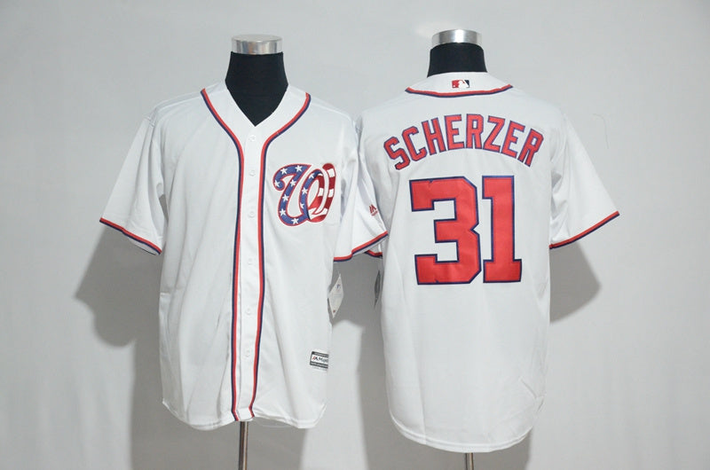 Custom Fan-Made Scherzer Washington Nationals #31 White 2017 Baseball Jersey