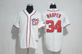 Custom Fan-Made Bryce Harper Washington Nationals #34 White 2017 Baseball Jersey