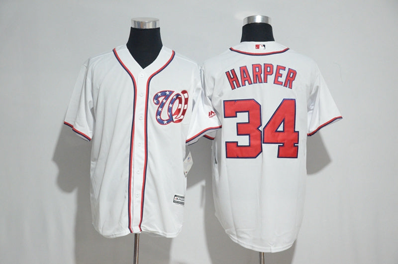 Custom Fan-Made Bryce Harper Washington Nationals #34 White 2017 Baseball Jersey
