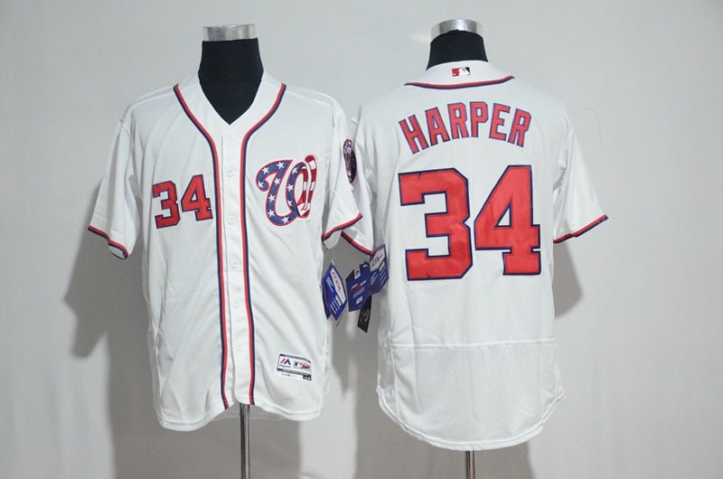 Custom Fan-Made Bryce Harper Washington Nationals #34 White 2017 Baseball Jersey