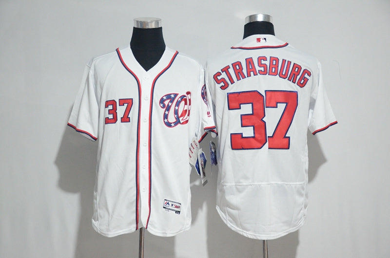 Custom Fan-Made Strasbur Washington Nationals #37 White 2017 Baseball Jersey