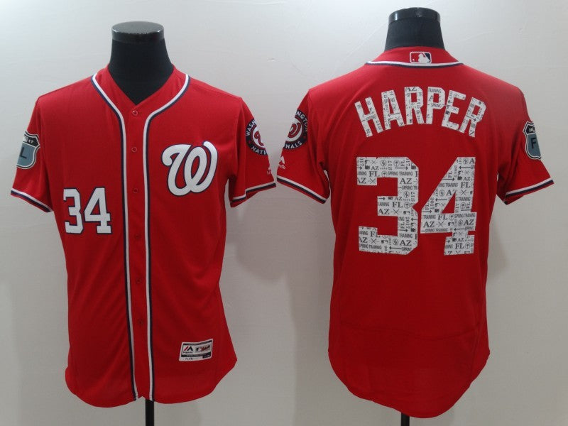 Custom Fan-Made Bryce Harper Spring Training Scarlet 2017 Washington Nationals Baseball Jersey Washington Nationals 2017 Baseball Jersey