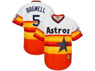 Custom Fan-Made Jeff Bagwell Multi Houston Astros #5 Orange 2017 Baseball Jersey