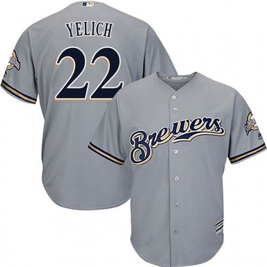 Custom Fan-Made Men's Christian Yelich Gray Milwaukee Brewers Baseball Jersey Milwaukee Brewers Grey Baseball Jersey