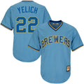 Custom Fan-Made Men's Christian Yelich Light Blue Milwaukee Brewers Baseball Jersey Milwaukee Brewers Blue Baseball Jersey