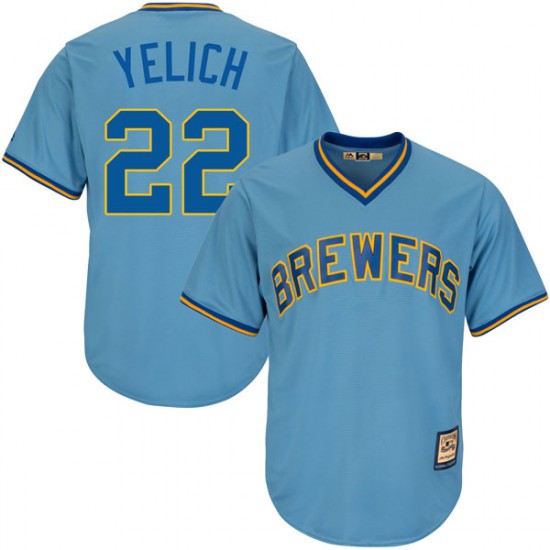 Custom Fan-Made Men's Christian Yelich Light Blue Milwaukee Brewers Baseball Jersey Milwaukee Brewers Blue Baseball Jersey