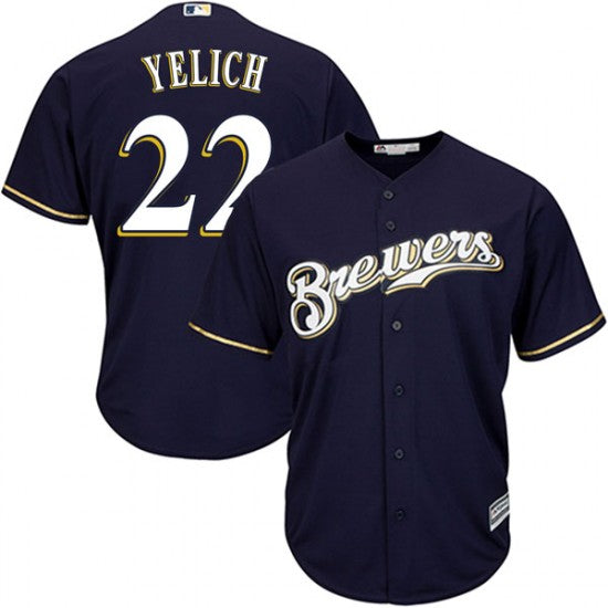 Custom Fan-Made Men's Christian Yelich Navy Milwaukee Brewers Baseball Jersey Milwaukee Brewers Navy Baseball Jersey