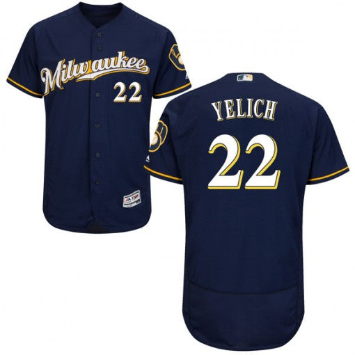 Custom Fan-Made Christian Yelich Navy Milwaukee Brewers Baseball Jersey Milwaukee Brewers Navy Baseball Jersey