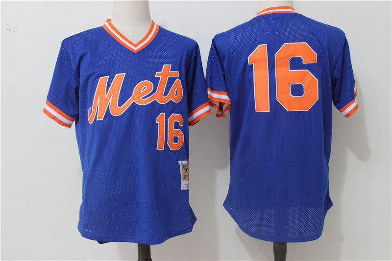 Custom Fan-Made Dwight Gooden Batting New York Mets #16 Blue Baseball Jersey