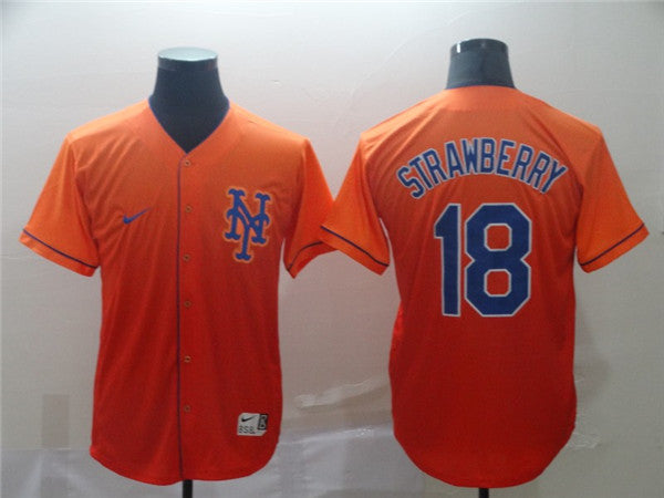 Custom Fan-Made Darryl Strawberry New York Mets #18 Orange Baseball Jersey