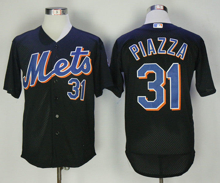 Custom Fan-Made Mike Piazza BP New York Mets #31 Black 2000 Baseball Jersey