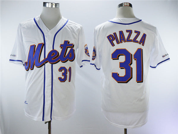 Custom Fan-Made Mike Piazza New York Mets #31 White Throwback Baseball Jersey