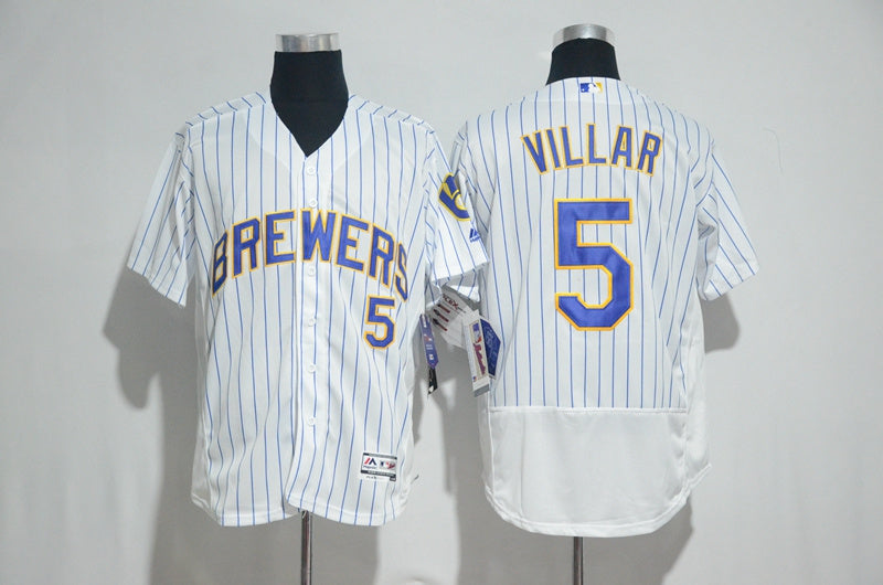 Custom Fan-Made Jonathan Villar Milwaukee Brewers #5 White Baseball Jersey