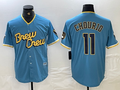 Milwaukee Brewers #11 Jackson Chourio Blue 2022 City Connect Cool Base Stitched Jersey Baseball Jerseys