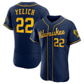 Milwaukee Brewers #22 Christian Yelich Navy 50th Season Alternate Authentic Player Jersey Baseball Jerseys