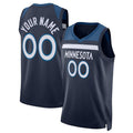Custom M.Timberwolves Unisex 2022-23 Swingman Jersey Icon Edition Navy Stitched Basketball Jersey