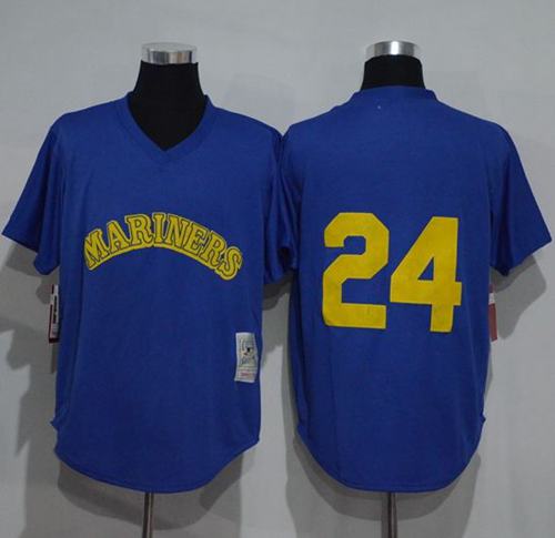 Custom Fan-Made Ken Griffey Seattle Mariners #24 Blue 1991 Throwback Baseball Jersey
