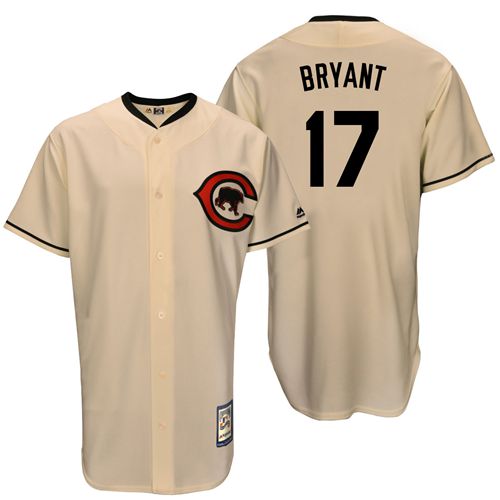 Custom Fan-Made Kris Bryant Chicago Cubs #17 Throwback Baseball Jersey