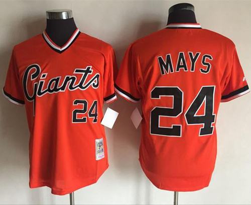 Custom Fan-Made Willie Mays San Francisco Giants #24 Orange Throwback Baseball Jersey