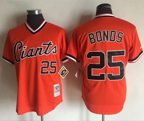Custom Fan-Made Barry Bonds San Francisco Giants #25 Orange Throwback Baseball Jersey