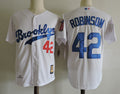 Custom Fan-Made Jackie Robinson Los Angeles Dodgers #42 White Throwback Baseball Jersey
