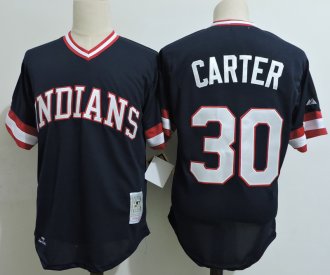 Custom Fan-Made Joe Carter Dark Cleveland Guardians #30 Blue Baseball Jersey