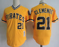 Custom Fan-Made Roberto Clemente Pittsburgh Pirates #21 Yellow 1971 Throwback Baseball Jersey