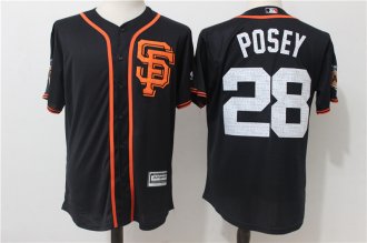 Custom Fan-Made Posey San Francisco Giants #28 Black Baseball Jersey