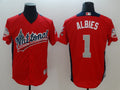 Custom Fan-Made Ozzie Albies Run Derby Style #1 Red 2018 All-Star Edition Baseball Jersey