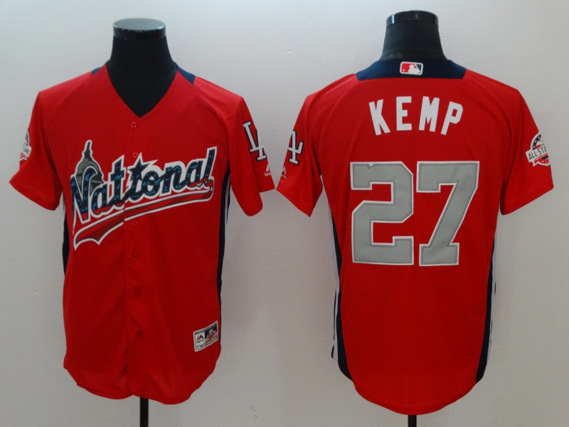 Custom Fan-Made Matt Kemp Run Derby Style #27 Red 2018 All-Star Edition Baseball Jersey