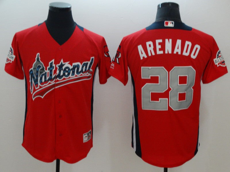Custom Fan-Made Nolan Arenado Run Derby Style #28 Red 2018 All-Star Edition Baseball Jersey