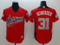 Custom Fan-Made Max Scherzer Run Derby Style #31 Red 2018 All-Star Edition Baseball Jersey