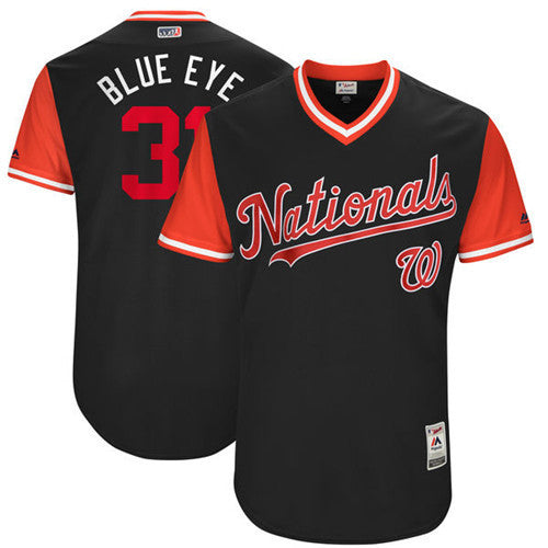 Custom Fan-Made Max Scherzer Eye Navy Washington Nationals #31 Blue 2017 Baseball Jersey