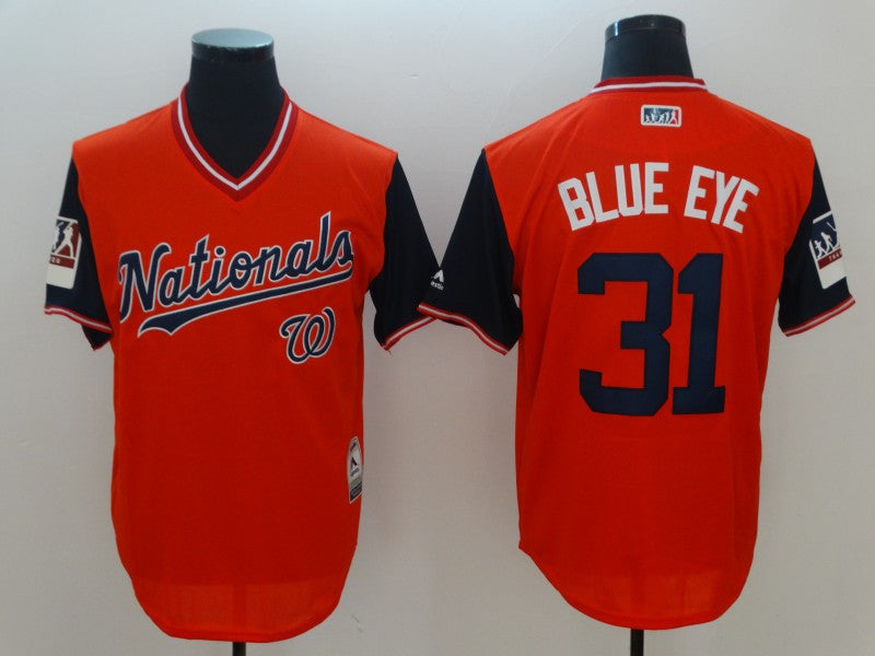 Custom Fan-Made Max Scherzer Blue Eye Washington Nationals #31 Red 2018 Baseball Jersey