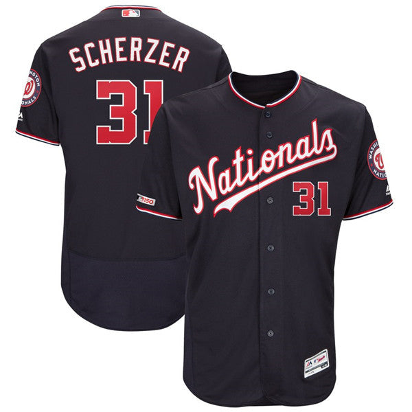 Custom Fan-Made Max Scherzer Washington Nationals #31 Navy Baseball Jersey