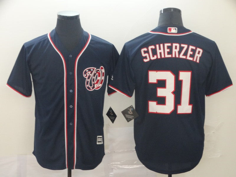 Custom Fan-Made Max Scherzer Washington Nationals #31 Navy Baseball Jersey