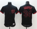 Custom Fan-Made Bryce Harper Washington Nationals #34 Black Baseball Jersey