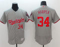 Custom Fan-Made Bryce Harper Washington Nationals #34 Grey Baseball Jersey