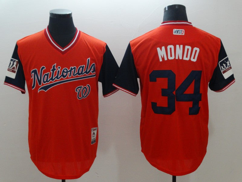 Custom Fan-Made Bryce Harper Mondo Washington Nationals #34 Red 2018 Baseball Jersey