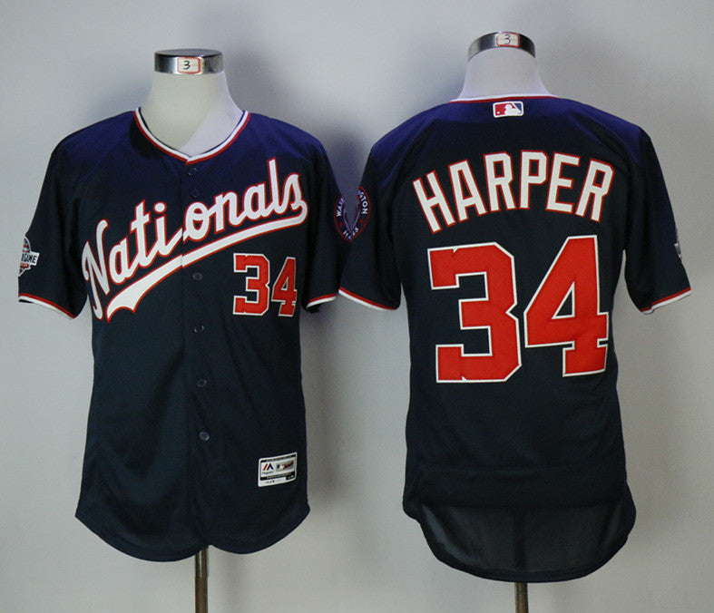Custom Fan-Made Bryce Harper Washington Nationals #34 Navy 2018 All-Star Edition Baseball Jersey