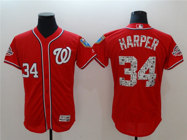 Custom Fan-Made Bryce Harper Spring Training Washington Nationals #34 Red 2018 Baseball Jersey