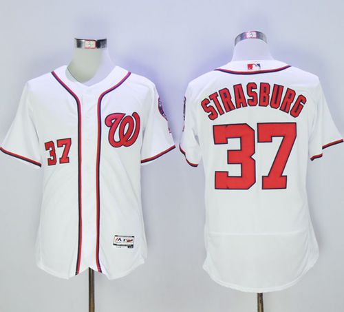 Custom Fan-Made Stephen Strasburg Washington Nationals #37 White Baseball Jersey