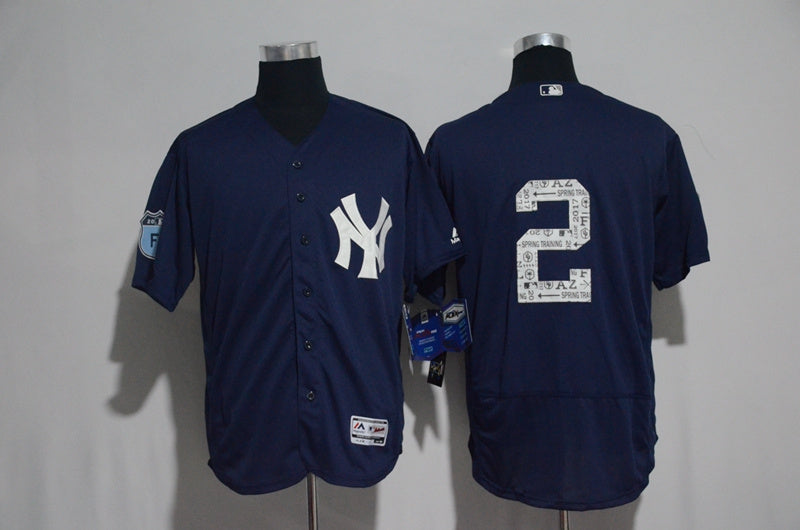 Custom Fan-Made Derek Jeter New York Yankees #2 Baseball Jersey