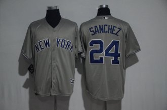 Custom Fan-Made Gary Sanchez New York Yankees #24 Grey Baseball Jersey